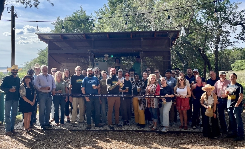 Beerburg Beer Garden opened on May 28th with a ribbon-cutting ceremony. (Courtesy Dripping Springs Chamber of Commerce)