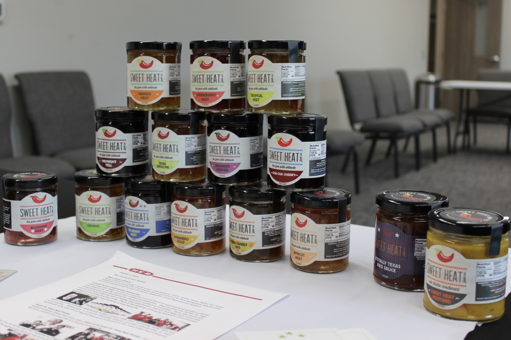 Texas Sweet Heat Jam sells more than a dozen different handcrafted varieties of spicy jam, as well as barbecue sauce and mustard. (Daniel Schwalm/Community Impact)